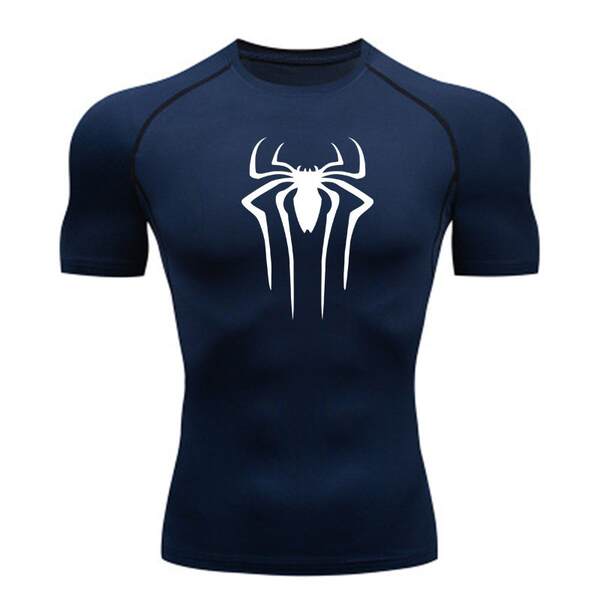 Camiseta de esporte comprimida de verão de pulseira curta para homens Camiseta de fitness de corrida rápida Seca para o ginásio Camiseta de fitness S-3XL