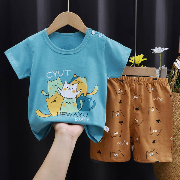 Conjunto de verão infantil de algodão