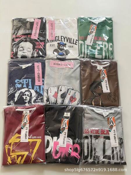 1688 T-shirt masculino de alta qualidade de atacado 400 gramas de impressão americana peso pesado de algodão puro mangas curtas com exportação de mercadorias suficiente