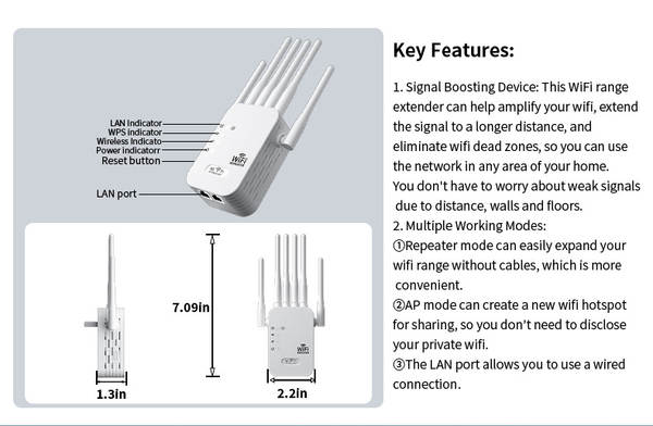 Amplificador de sinal wifi Amplificador de roteador Amplificador de rede sem fio de seis fios