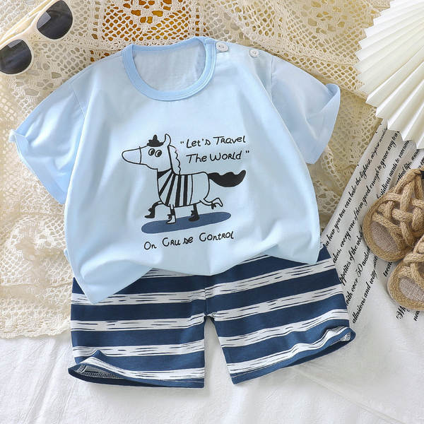 Conjunto de verão infantil de algodão
