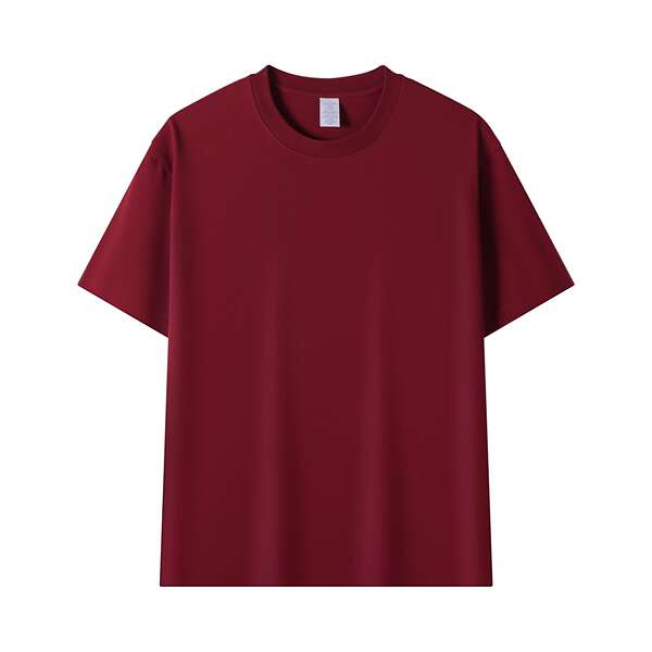 Americano de 230 gramas de peso de algodão puro sem costura de barril de tecido de mangas curtas T-shirts de cor limpa de cor limpa de camisa branca embrulhada