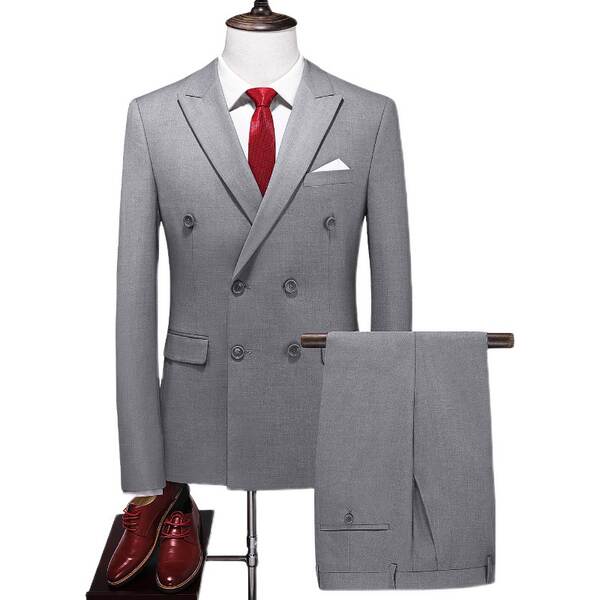 Vestido duplo de dois pedaços de roupa transfronteiriça puro para homens 7110 de vinho vermelho