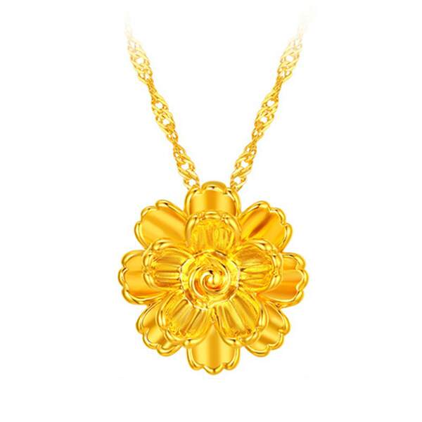 Colar de Ouro 999 com Pendente de Flor