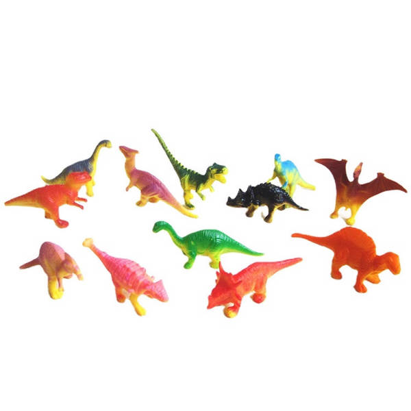 Transfronteiriço Soft 6 cm mini 12 peças de brinquedo de dinossauro modelo infantil plástico brinquedo de comida de dinossauro