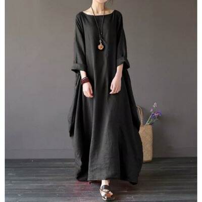 Vestido feminino simples com bainha ondulada