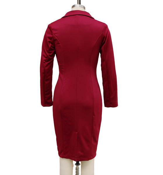 Vestido de roupa de comércio exterior transfronteiriço da Amazon na Europa e nos Estados Unidos de moda nova roupa de roupa dupla com mangas longas roupa de roupa de trabalho de escritório