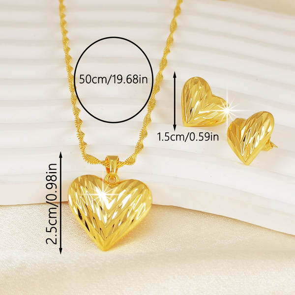 2 peças de estilo do Oriente Médio encantador geométrico 24K revestimento de ouro Dubai colar menina orelhas joias festa presente