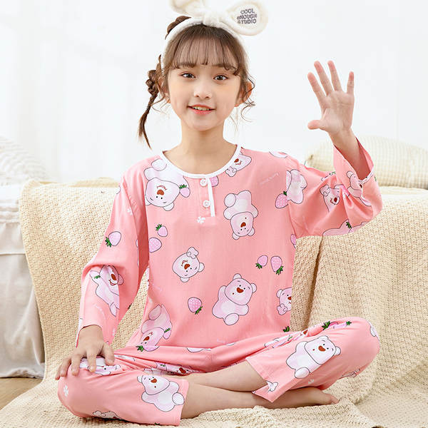 Conjunto de pijama infantil de algodão para verão