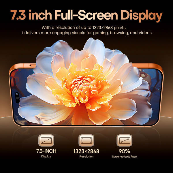 i17Pro Max Telemóvel Transfronteiriço de 7,3 polegadas Grande ecrã 3+64GB Real 4G Android Smartphone 1 para 1