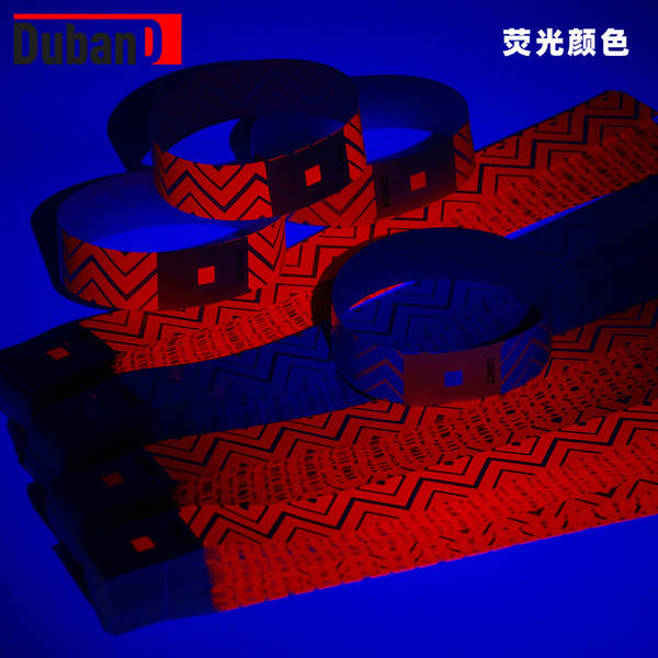 Fluorescente colorido de uma só vez resistente à água tiras de pulseira com bilhetes de parque de diversões nocturno entrada volume novo design