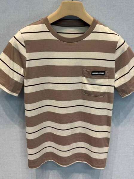 Camiseta curta listrada de algodão