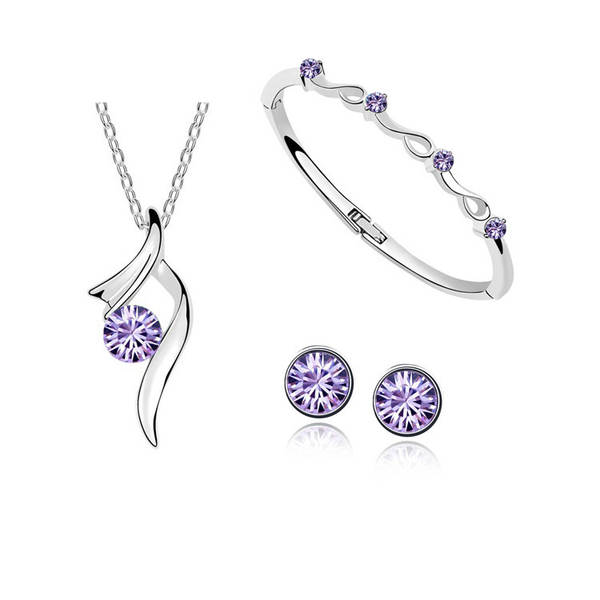 Jóias da Coréia da moda de centenas simples austríacos colares de cristal de colar de pulseira de joalharia três conjuntos 1368