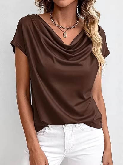 2026 Amazon cross-border moda primavera-verão europeia roupas de beleza colar roupa casual moda puramente pano curto