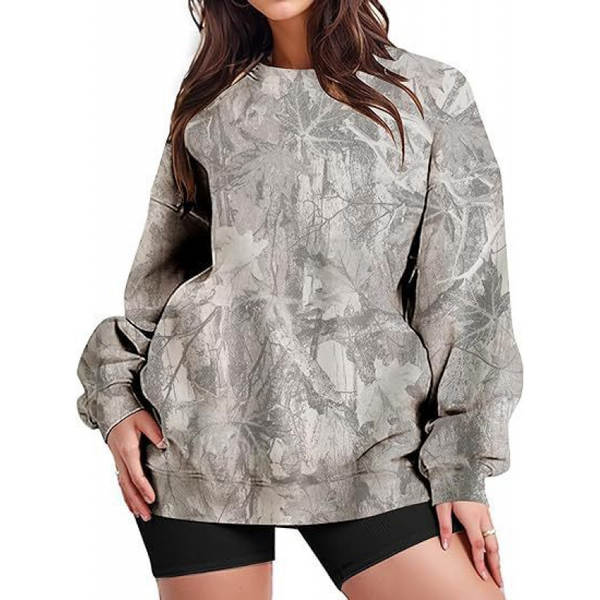Blusa de moletom com estampa de folhas