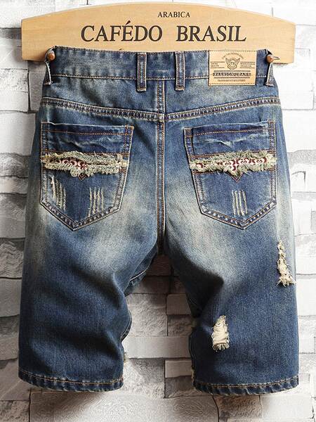 Camiseta de jeans masculino mais quebrado cinquenta mendigos calças quatro temporadas personagem masculino jeans jeansmen