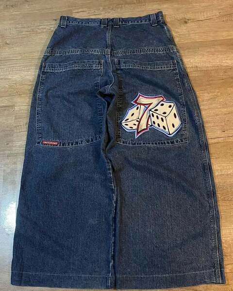 JNCO Y2K Loose jeans masculino padrão hip-hop rua masculino calças largas