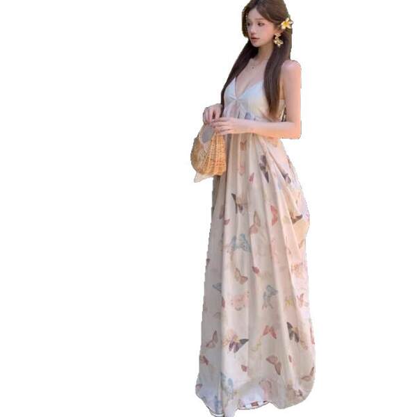 300 kg grande e pequena gordura mm novo estilo chinês de trabalho pesado suspensão de tamanho médio e comprido Jiangnan mousse vestido de verão suspensão feminino
