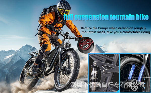 Fabricante atacado Ebycco bicicletas elétricas de dois motores 32AH 26 polegadas 7 velocidades gordura dupla mountain bike hidráulica