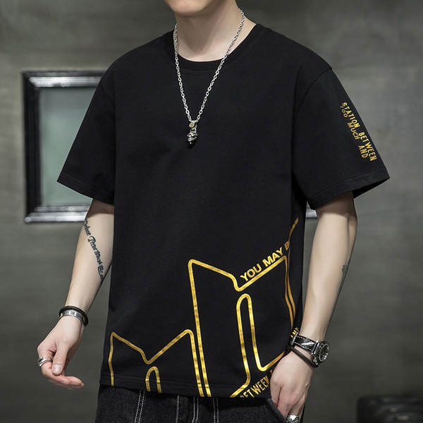 Camiseta masculina de algodão curta