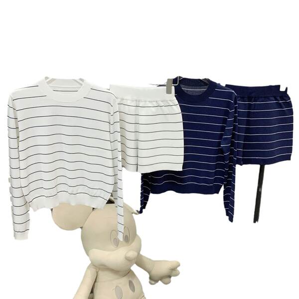 Conjunto de short e regata de malha listrada
