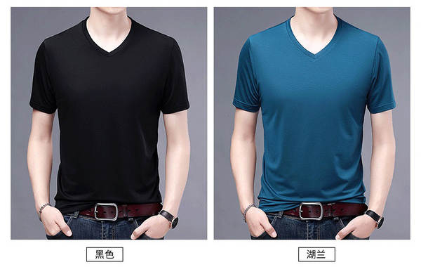 Camiseta masculina curta V