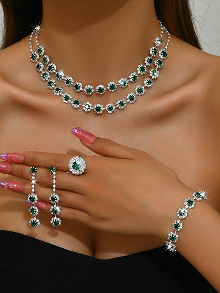 Acessórios de casamento dupla camada do colar de diamante do colar de sol de comércio estrangeiro Sete de orelhas de venda rápida