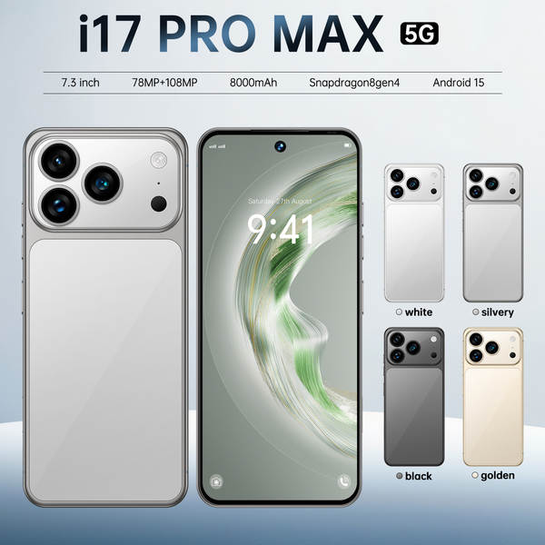 Novo i17pro max celular transfronteiriço real 4g rede oito núcleos 7,3 polegadas tela grande Android 15 16+1