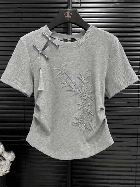 Camisa feminina de algodão com estampado