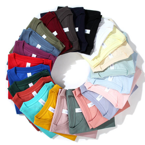 T-shirt de algodão puro para homens de peso pesado de 230 g de pulso diário para homens de pulso curto