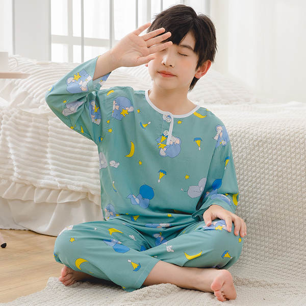 Conjunto de pijama infantil de algodão para verão