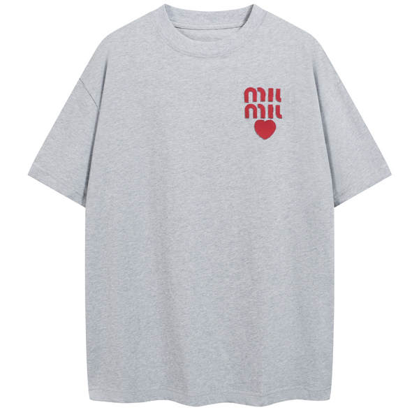 Versão correta do novo modelo de verão MIU Mulheres e Homens T-shirt de mão curta