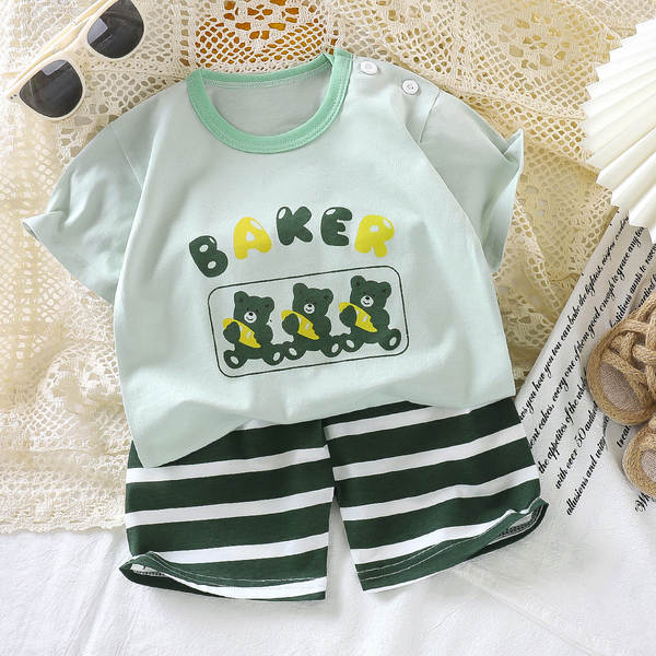 Conjunto de verão infantil de algodão