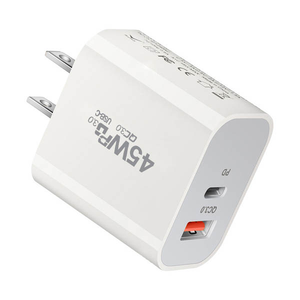 Carregador de PD padrão 45W Adaptador de PD duplo 45W para carregador de nitrogênio IP16X para celulares