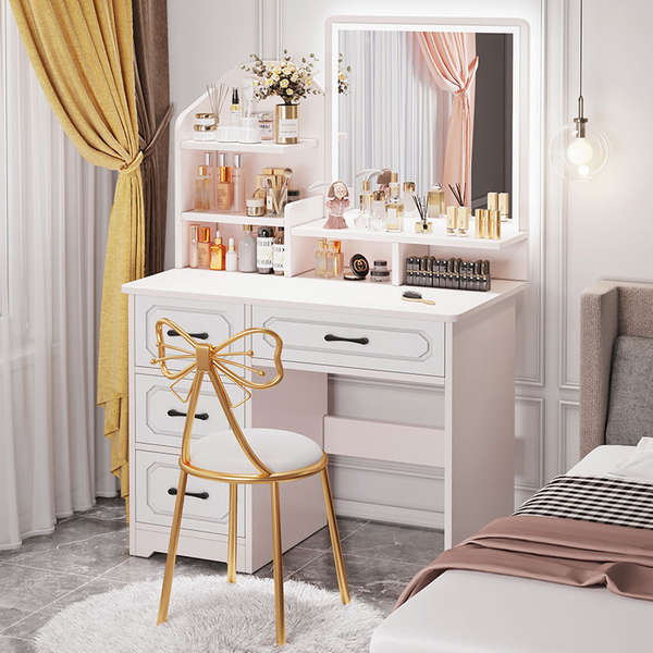 Escritório de maquiagem moderno simples mesa de maquiagem pequeno dormitório de cabine de escritório mesa de maquiagem europeia vermelha