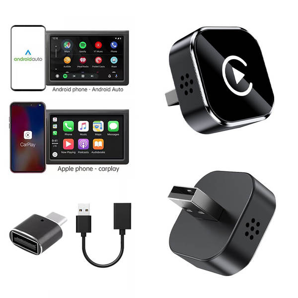 Adaptador de carro carplay sem fio com suporte para Apple Android Phone 2 em 1 caixa sem fio