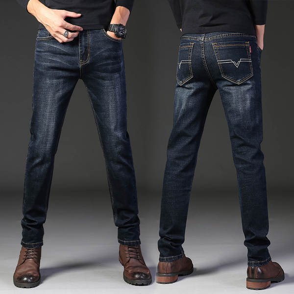 Fabricante de vendas diretas de jeans masculinos de primavera e verão de luxo boa qualidade resiliente negócios de lazer homens jeans calças longas