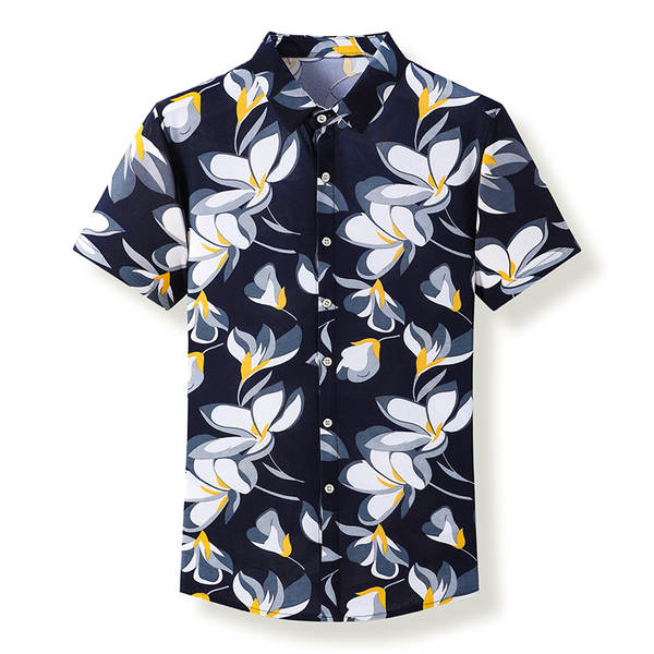 Camisa masculina de algodão flor