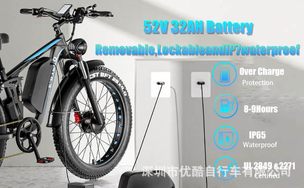 Fabricante atacado Ebycco bicicletas elétricas de dois motores 32AH 26 polegadas 7 velocidades gordura dupla mountain bike hidráulica