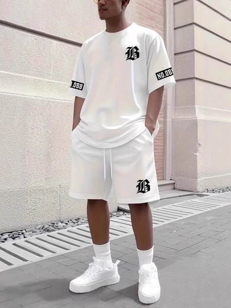T-Shirt masculino de corta-metragem de estilo transfronteiriço europeu-americano com roupa esportiva de lazer Los Angeles T-Shirt