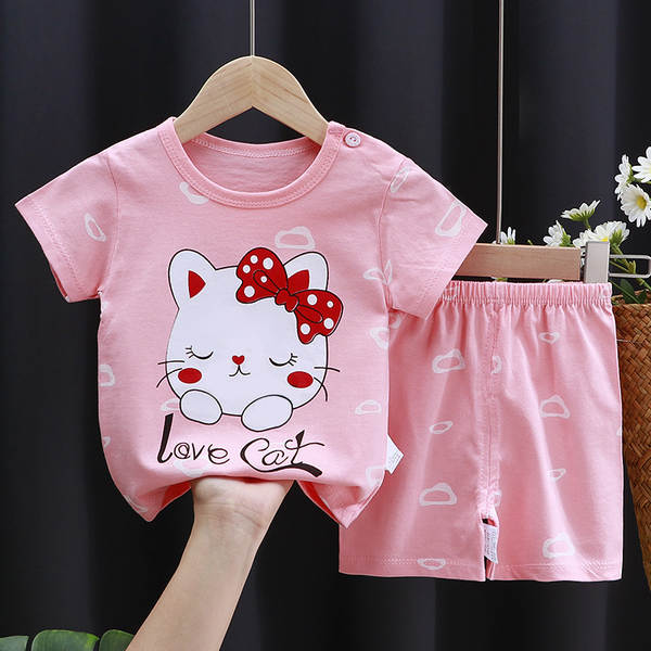 Conjunto de verão infantil de algodão