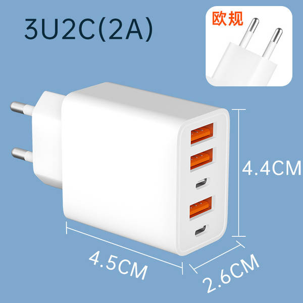 5V2A cinco carregadores USB padrão europeus para o plug-in do adaptador de energia padrão da Apple para celulares Android