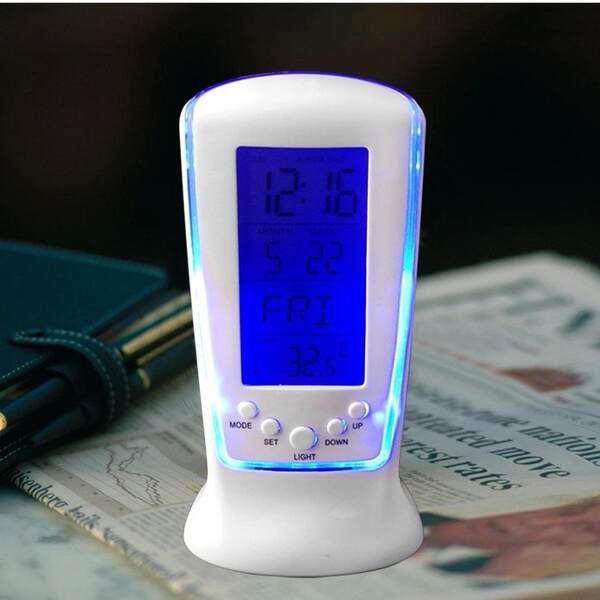 510 mini pequeno despertador LED noite música despertador silencioso preguiçoso relógio eletrônico temperatura do despertador