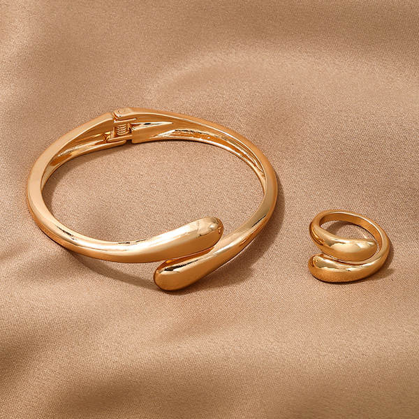 1 conjunto de moda europeia-americana simples metal pesado geométrico de forma de círculo brilhante feminino pulseira anel de joalharia