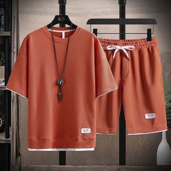 T-shirt masculino de calça curta com calças masculinas de moda masculina de verão