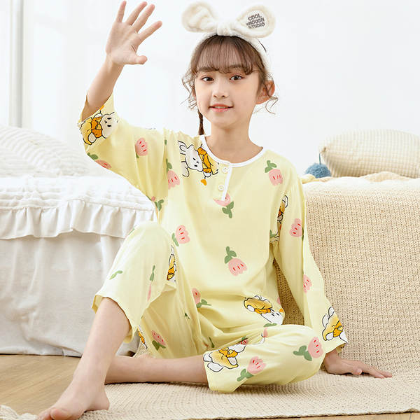 Conjunto de pijama infantil de algodão para verão