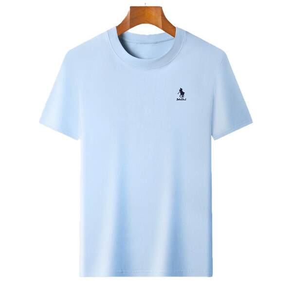 Paul 100% de algodão puro colar masculino T-Shirt embrulhado Idade Média Simplificado Relaxante Suado Transpirante Homem T-Shirt de pulso curto