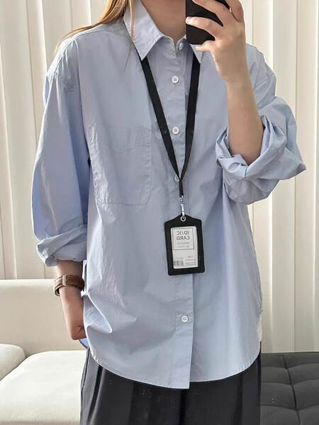 100% de algodão puro e escuro azul extremamente leve camisa com mangas compridas vestido de primavera de 2025 nova camisa de casaco de centenas