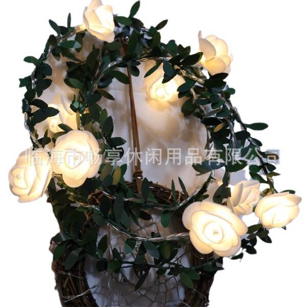 Simulador de lâmpadas LED de folhas verdes com lâmpadas de rosas com lâmpadas DIY de Natal decoradas com lâmpadas LED
