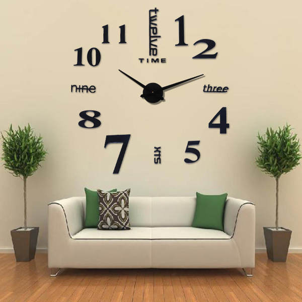 Relógio digital acrílico de grande dimensão nórdica Relógio de arte inglês da sala de estar DIY personalizado de moda autônomo